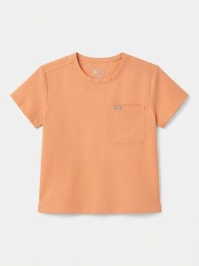 Figs Short Sleeve Tee in Peach Orange with Chest Pocket style 1000893
